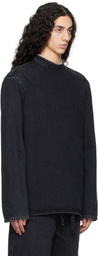 Rier Black Band Collar Denim Top