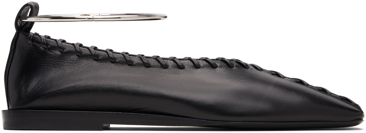 Jil Sander Black Ring Ballerina Flats
