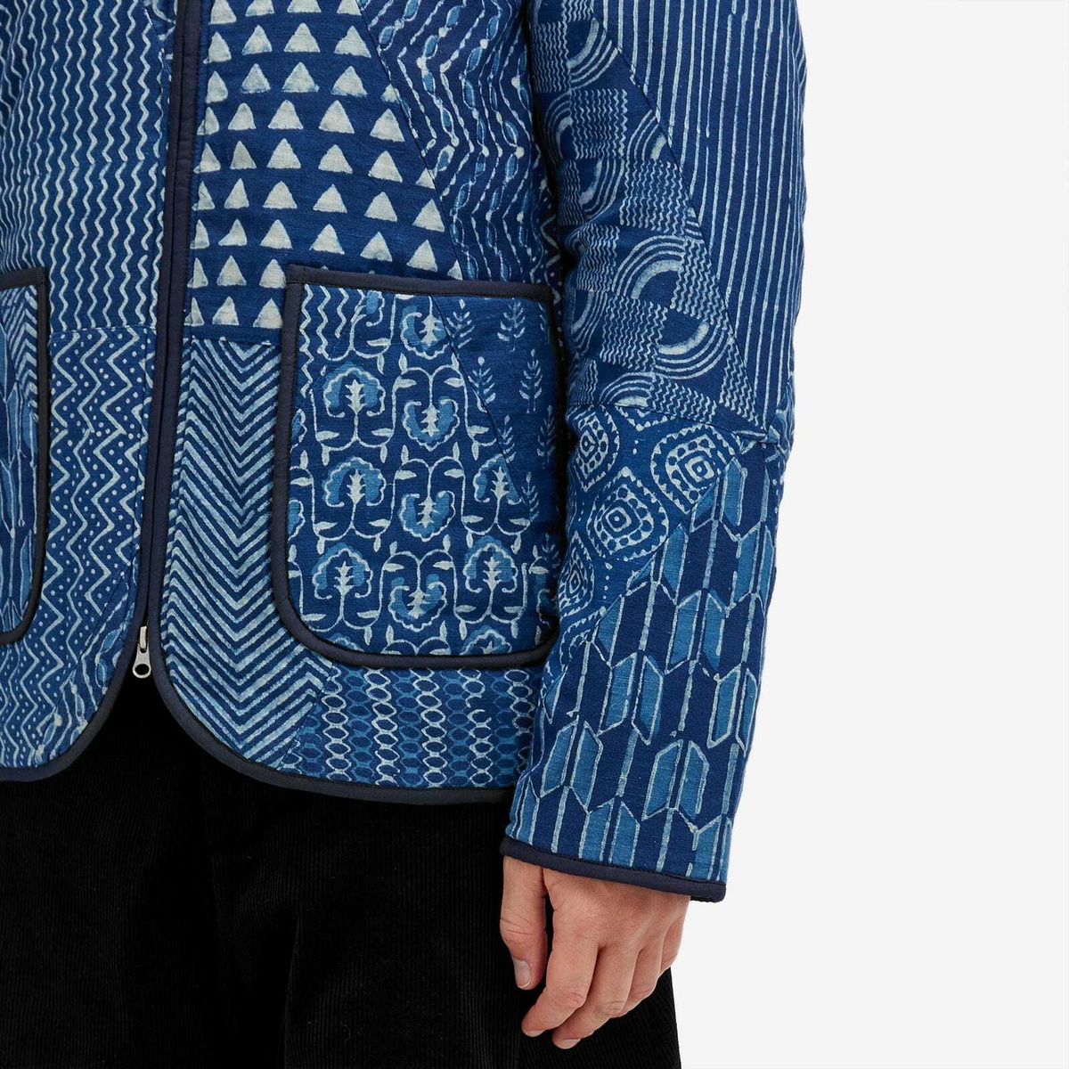 Kardo Men's Amar Block Print Quilted Liner Jacket in Blue Kardo