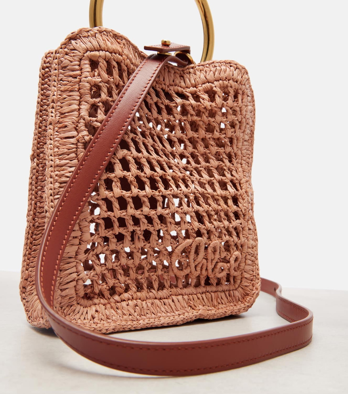 Chloé Summer Banana Mini raffia crossbody bag