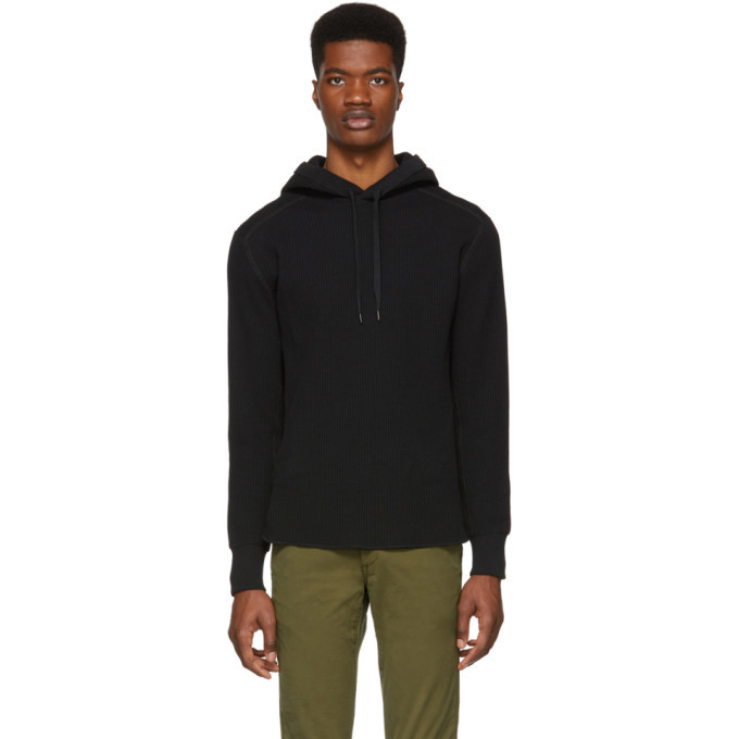 rag and bone Black Waffle Hoodie Rag and Bone