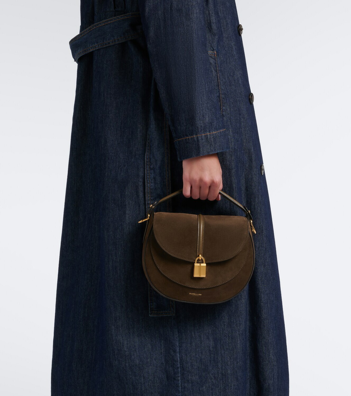 DeMellier Siena Saddle Small suede crossbody bag