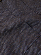 PIACENZA 1733 - Herringbone Wool, Linen and Cashmere-Blend Overshirt - Blue