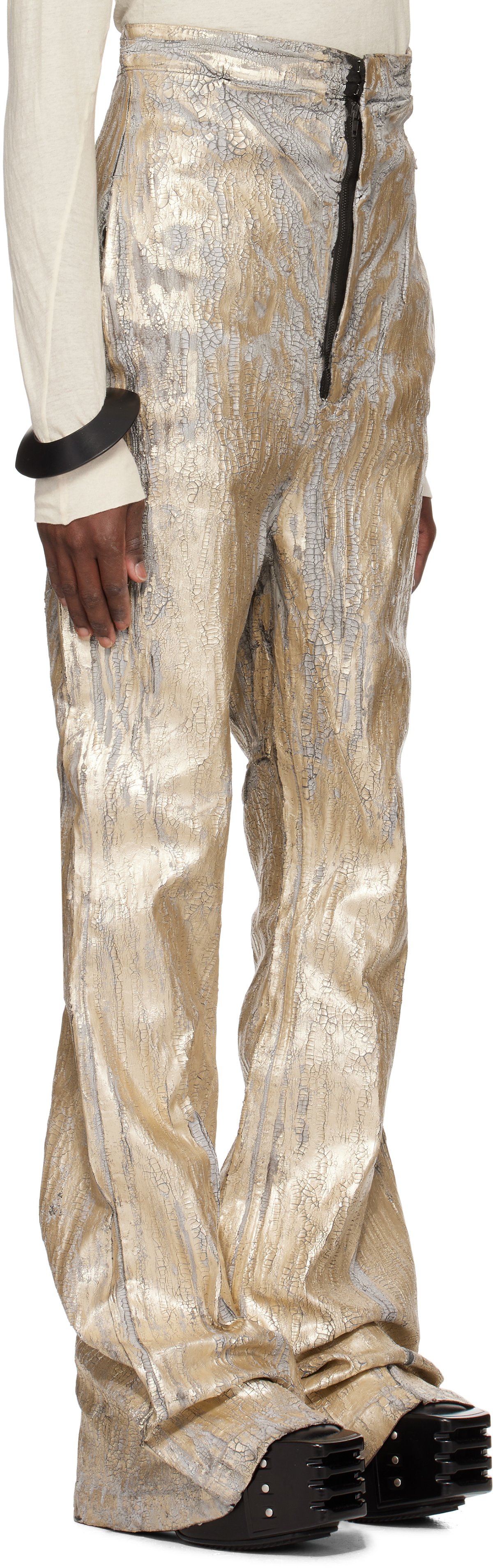 Rick Owens Gold Hollywood Bolan Megacrust Jeans Rick Owens