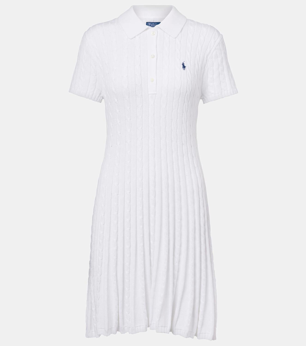 Polo Ralph Lauren Cable-knit cotton-blend polo dress