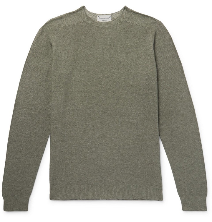 Photo: Incotex - Slim-Fit Reversible Cotton-Blend Sweater - Gray green