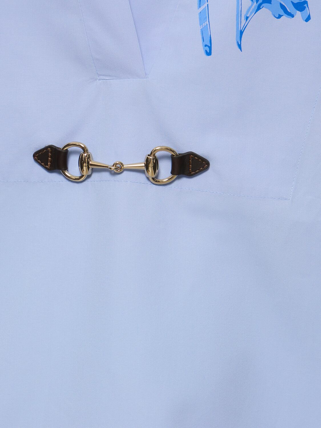 24AW new/GUCCI コットンシャツドレス ShirtDress Blue Gucci cotton fil coupé shirt dress in white and light blue