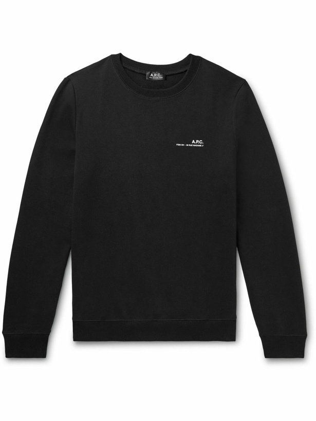 Photo: A.P.C. - Item Logo-Print Organic Cotton-Jersey Sweatshirt - Black