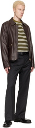 Paul Smith Black Leather 'Artist Stripe' Stitch Belt