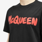 Alexander McQueen Men's Graffiti Logo T-Shirt in Black/Red