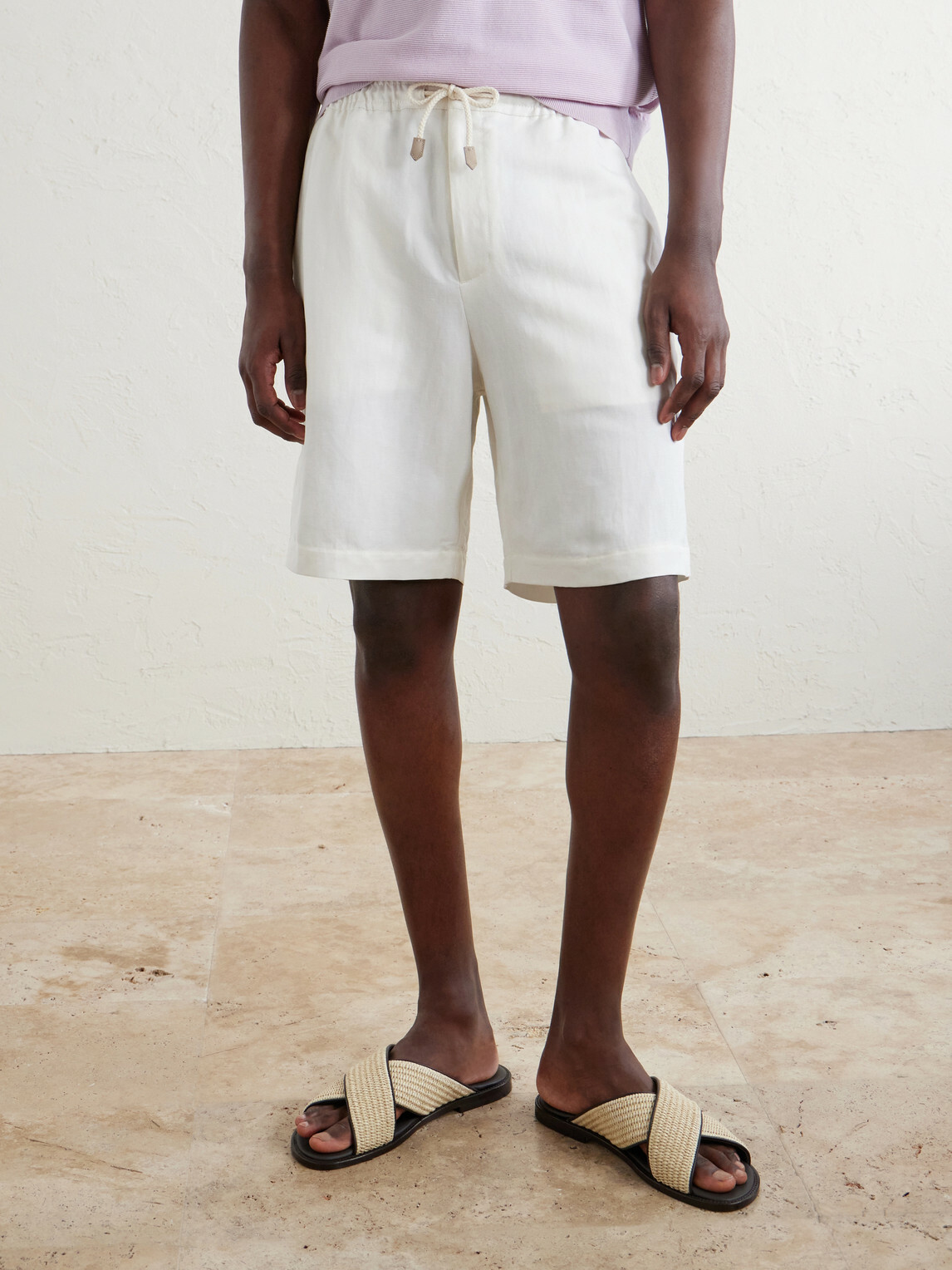 Canali - Straight-Leg Linen And Silk-Blend Bermuda Shorts - White