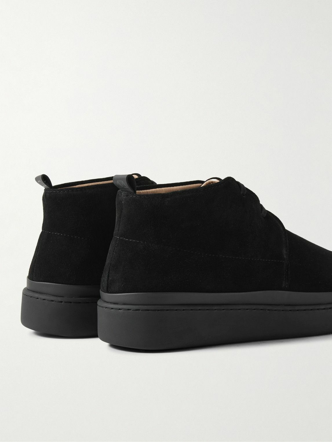 Mulo - Leather-Trimmed Waxed-Suede Chukka Boots - Black