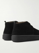 Mulo - Leather-Trimmed Waxed-Suede Chukka Boots - Black