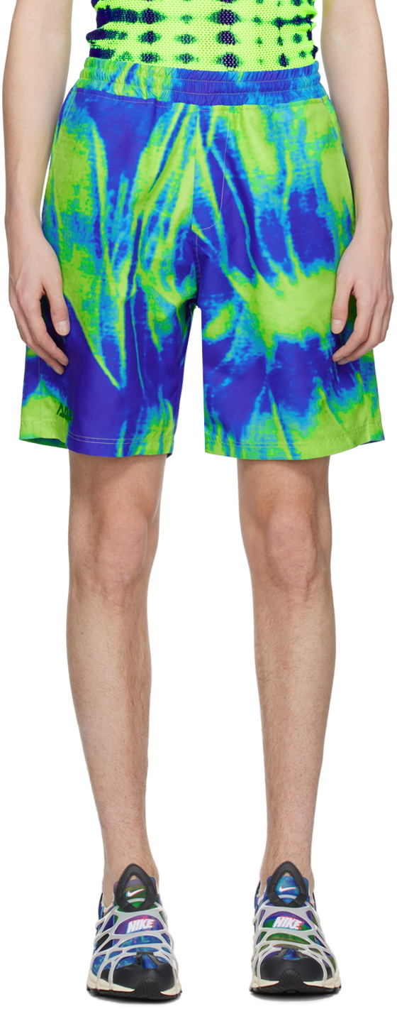 AGR Blue & Green Graphic Swim Shorts