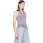 Rabanne Purple & Beige Striped Piercing Viscose Jersey Tank Top