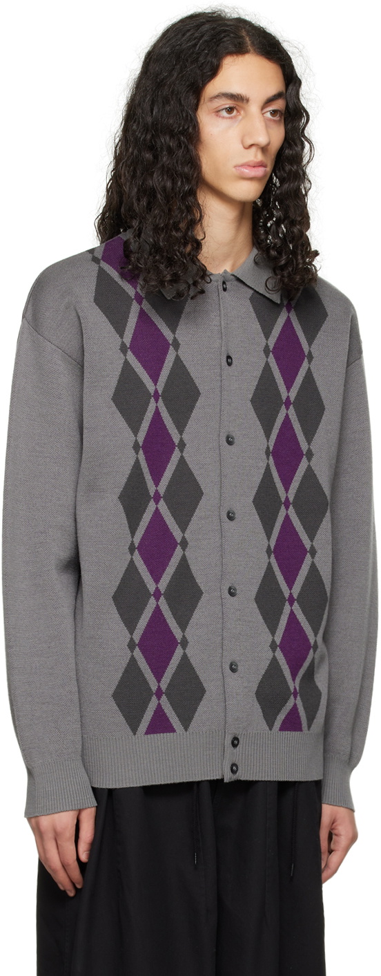F-LAGSTUF-F Gray Argyle Cardigan