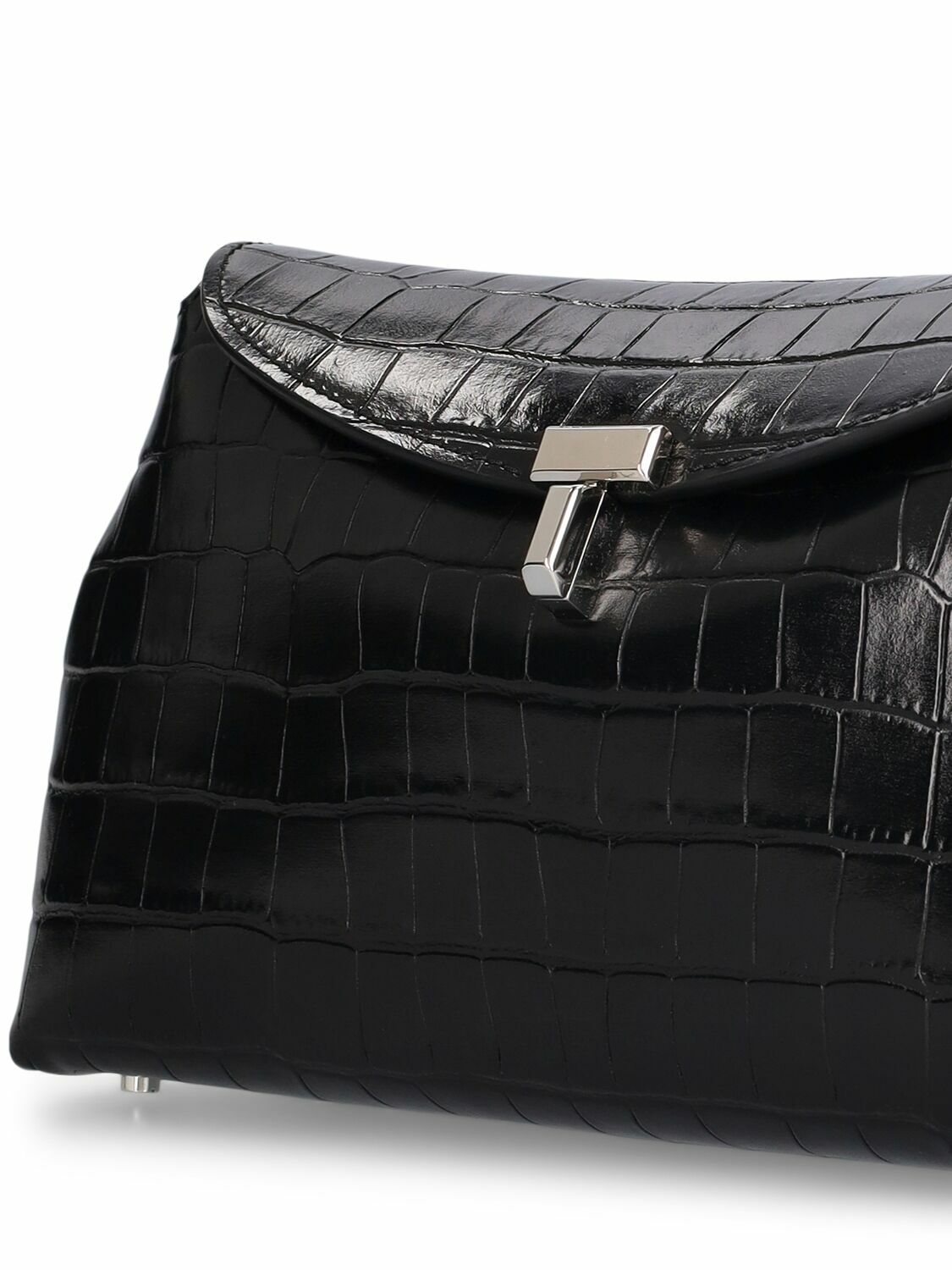 TOTEME T-lock Croc Embossed Leather Clutch Toteme