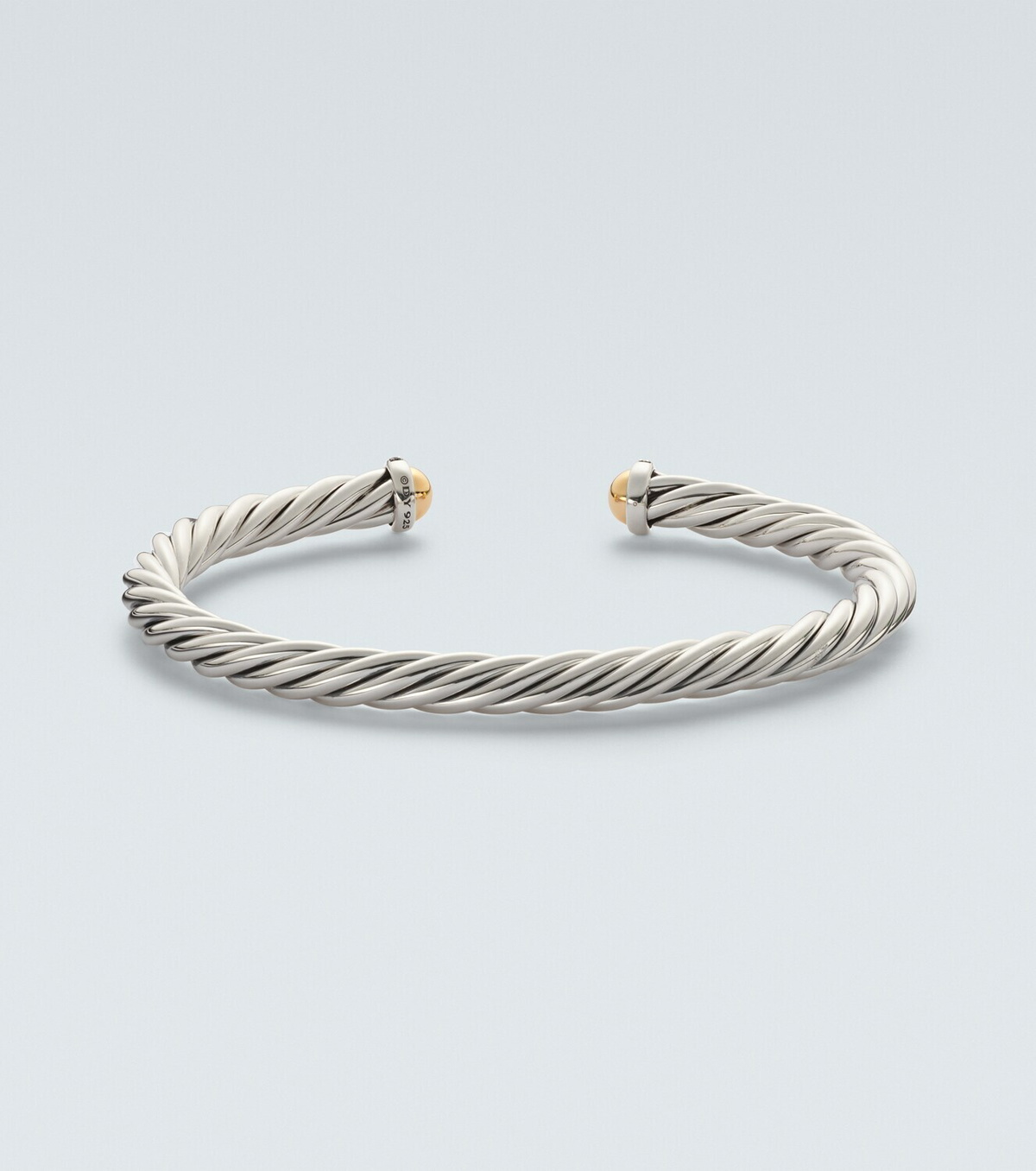 David Yurman Cable sterling silver and 14kt gold cuff bracelet with diamonds