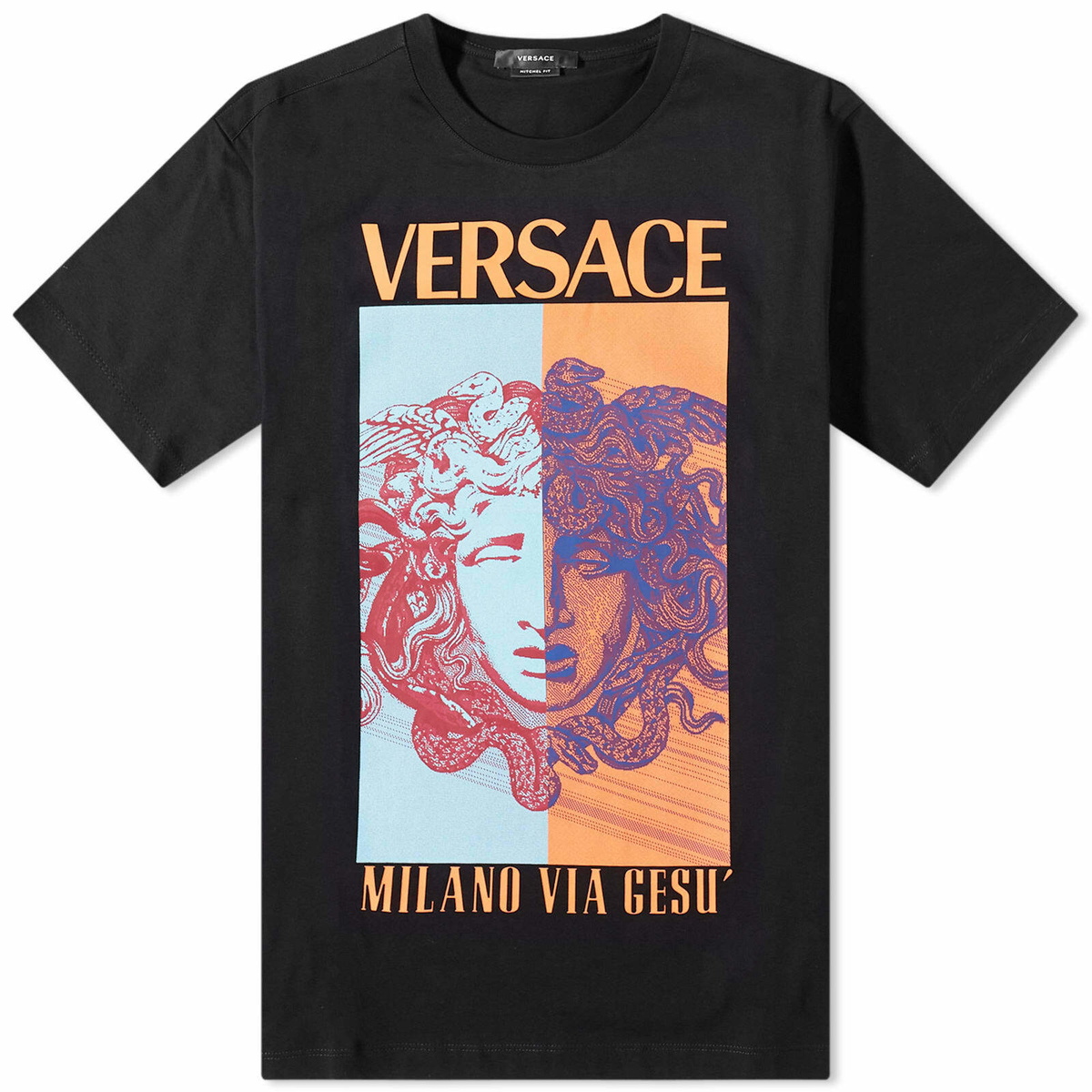 Versace Men's Split Medusa Logo T-Shirt in Black Versace
