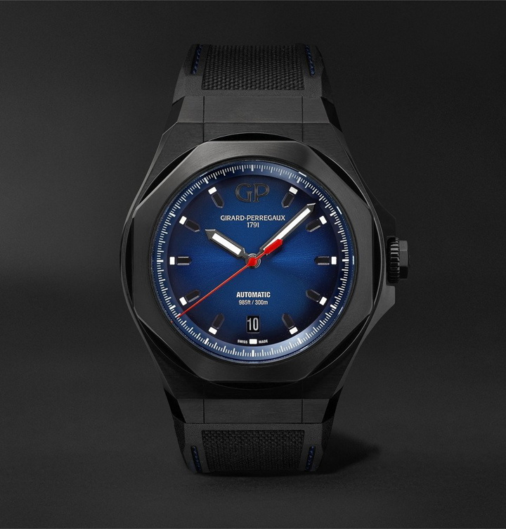 Photo: Girard-Perregaux - Laureato Absolute Automatic 44mm Titanium and Rubber Watch - Blue