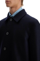 HARRIS WHARF LONDON single-breasted pressed wool coat Blue