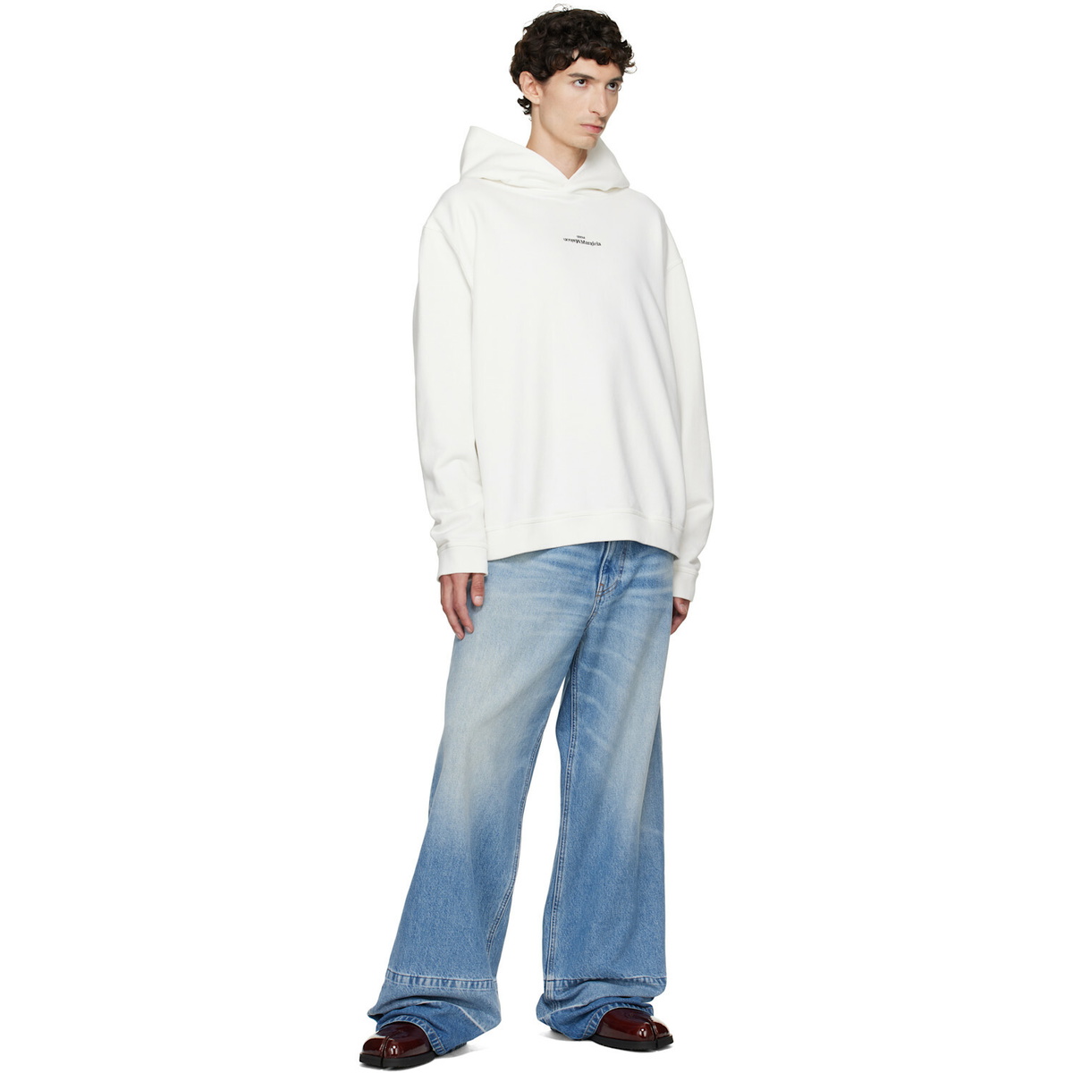 Maison Margiela White Reversed Logo Hoodie