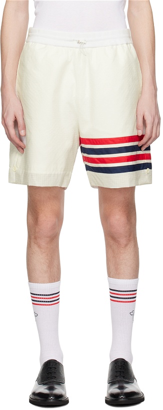 Photo: Thom Browne White 4-Bar Shorts