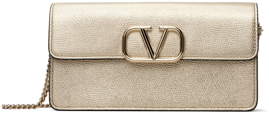 Valentino Garavani Gold VLogo Signature Wallet Chain Bag
