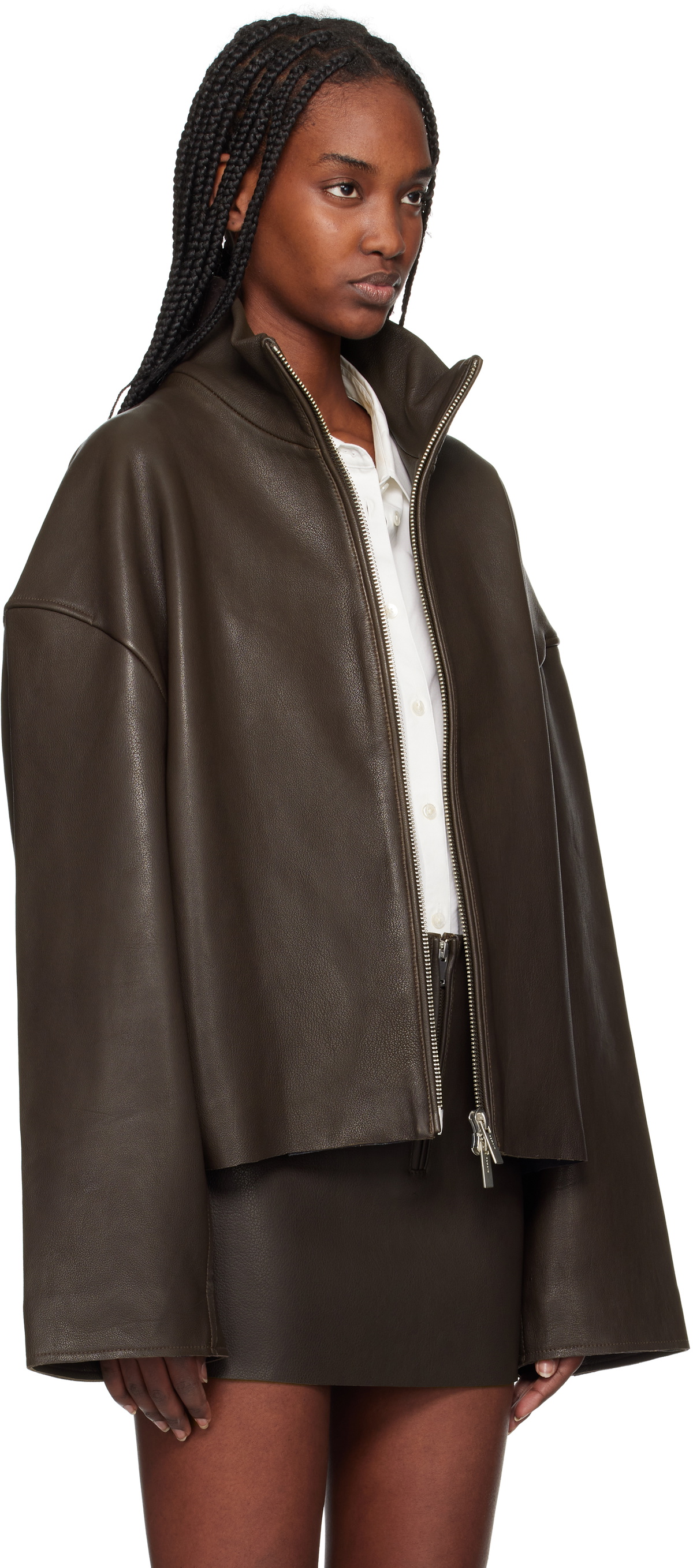 REMAIN Birger Christensen Brown Bonded Leather Jacket REMAIN