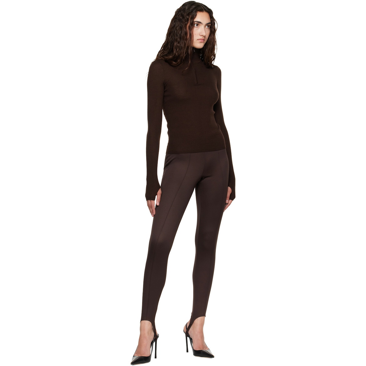The Frankie Shop Brown Caserta Stirrup Leggings