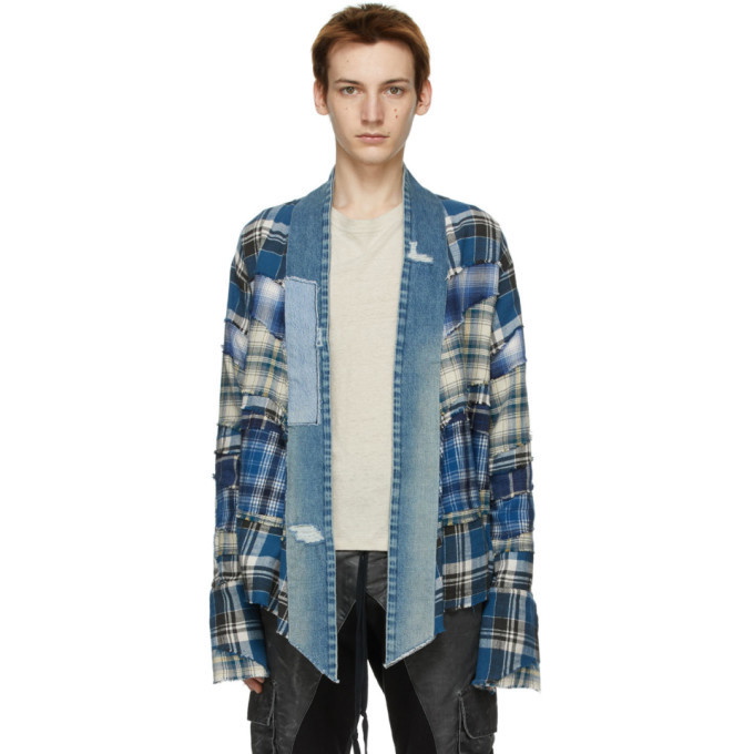 Photo: Greg Lauren Blue Plaid Kimono Studio Cardigan