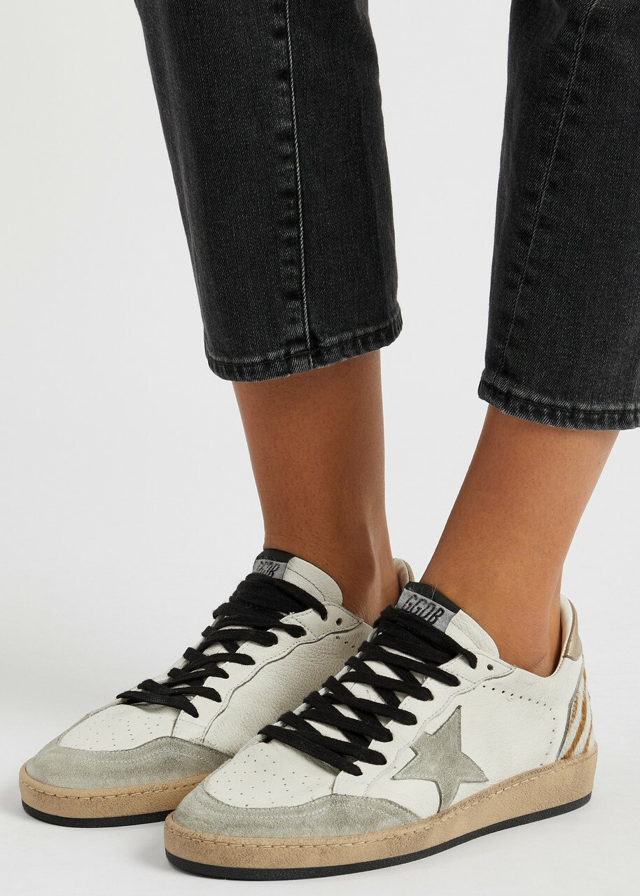 Golden Goose Ball Star Distressed Leather Sneakers White