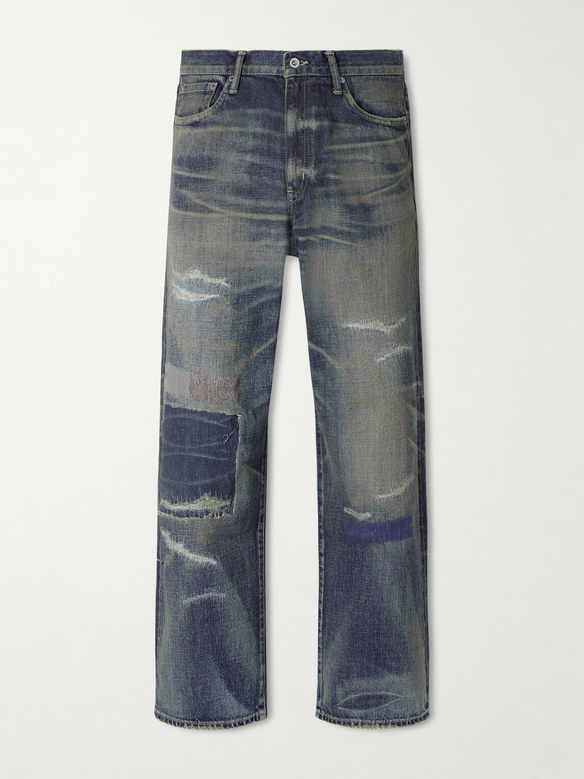 Neighborhood - Savage Distressed Wide-Leg Jeans - Blue