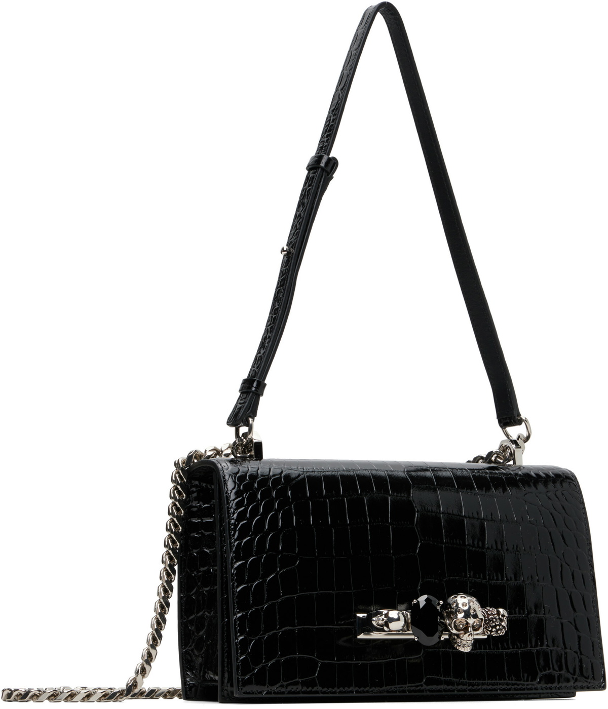 McQueen Black Jewelled Satchel