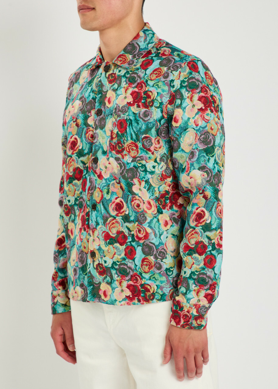 Les Deux Floral-jacquard Woven Overshirt Multicoloured 1