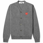 Comme des Garçons Play Men's Cardigan in Grey/Red