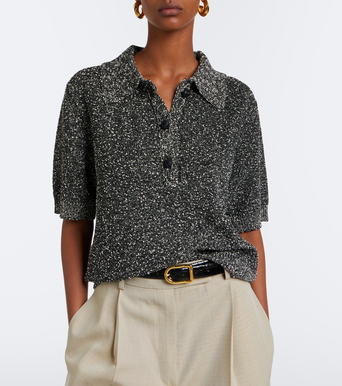 Róhe Cotton-blend bouclé polo sweater