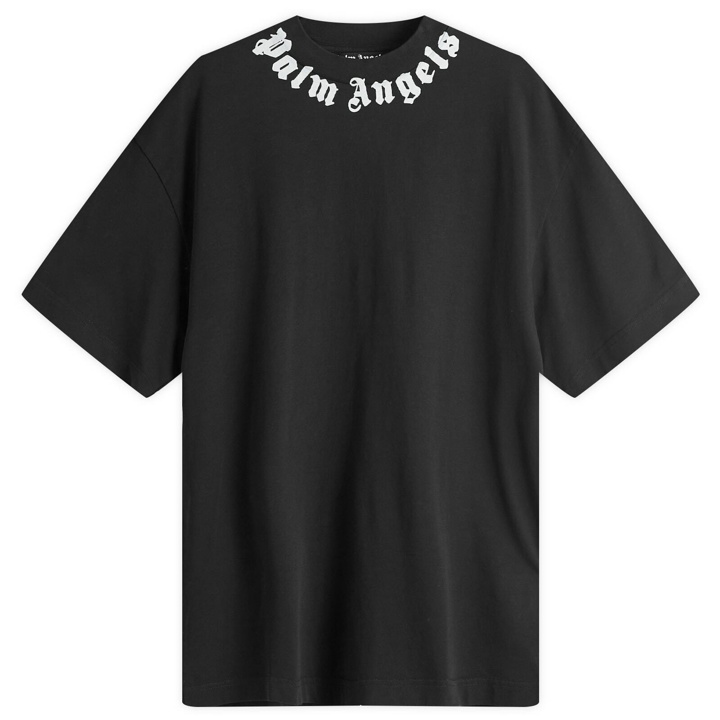 Photo: Palm Angels Men's Neck Logo T-Shirt in Black