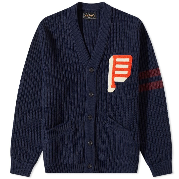 Photo: Beams Plus Men's Lettered 3G Cardigan in Navy
