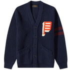 Beams Plus Men's Lettered 3G Cardigan in Navy