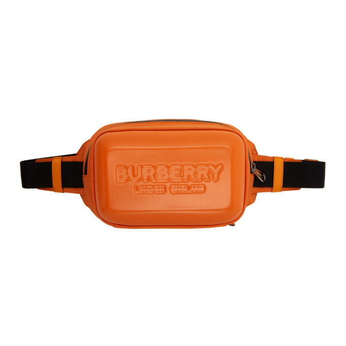 Photo: Burberry Orange Nylon Logo Embossed Panel Bum Bag