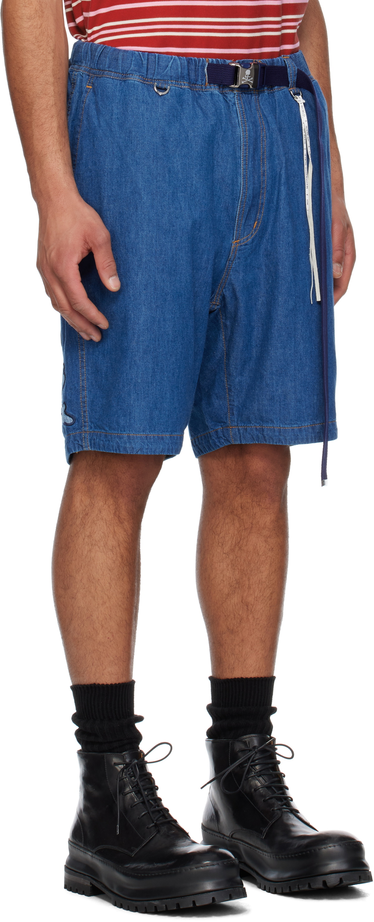 MASTERMIND WORLD Blue Belted Easy Denim Shorts