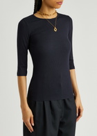 Vince Ribbed Stretch-jersey top Navy