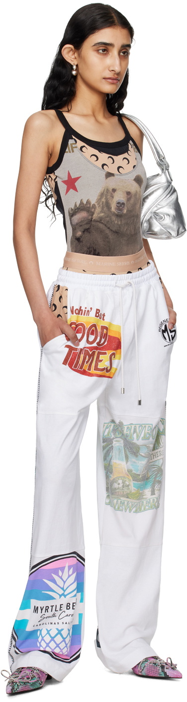 Marine Serre White Regenerated Graphic Lounge Pants Marine Serre
