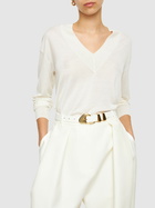 ANNAGRETA Benedetta Wool & Silk Fine Knit Sweater