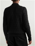 S.N.S Herning - Stark Slim-Fit Cable-Knit Merino Wool Sweater - Black