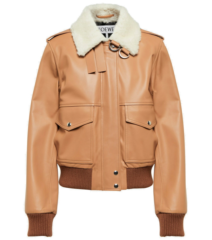 Photo: Loewe - Shearling-collar leather bomber jacket