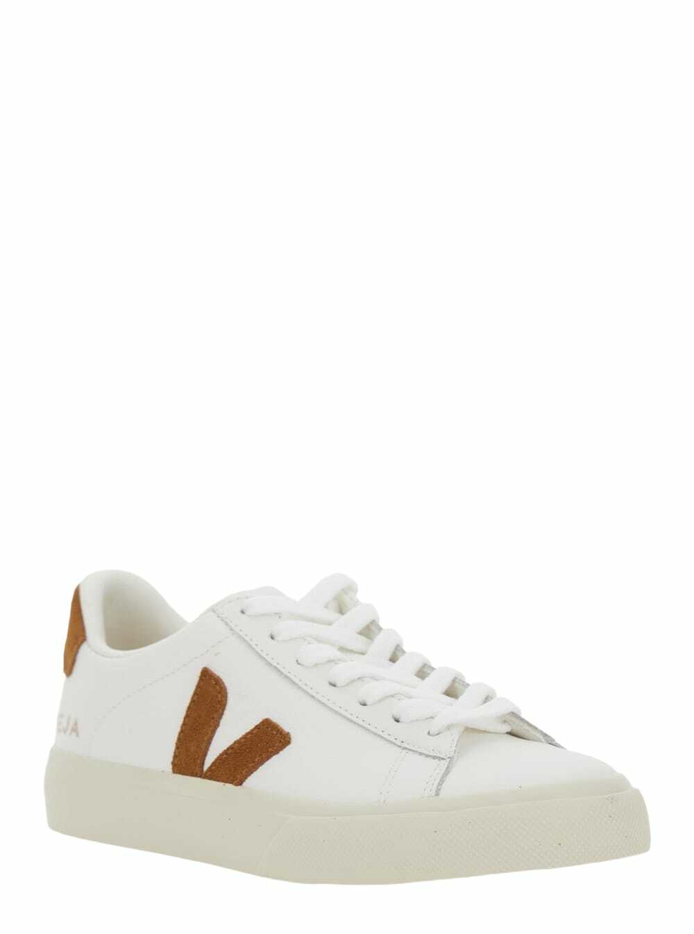 Veja campo White Low Top Sneakers With Contrasting Heel With Logo Lettering And Logo Patch On The Side In Leather Unisex