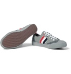 Thom Browne - Leather and Grosgrain-Trimmed Canvas Sneakers - Gray