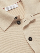Brunello Cucinelli - Ribbed Cashmere Polo Shirt - Neutrals